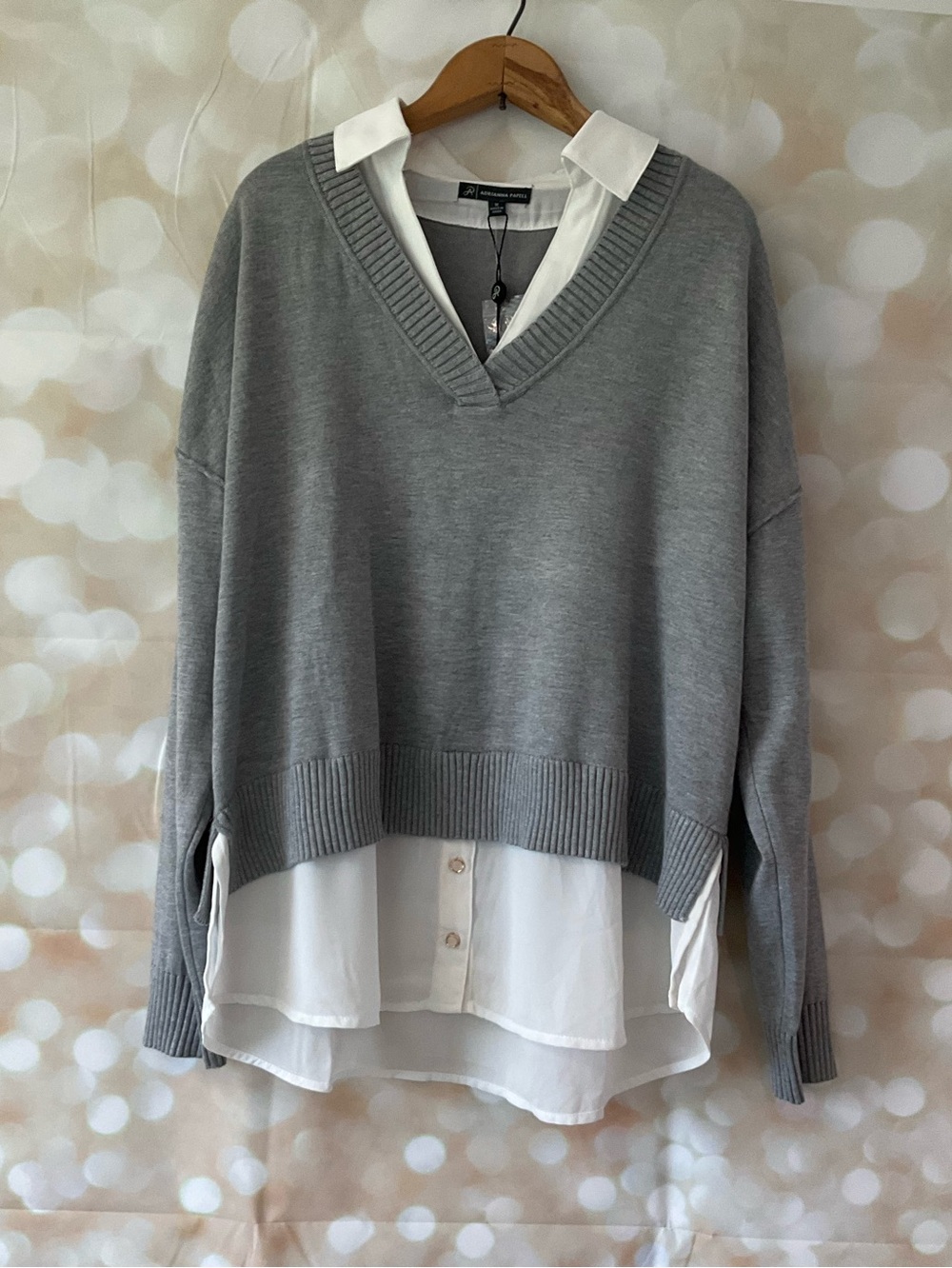 Adrianna Papell Gray and White Blouse
